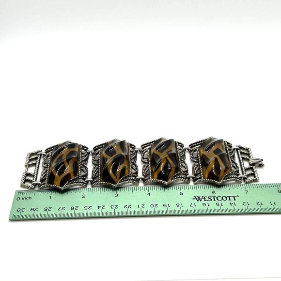 Vintage MCM Faux Tortoise Shell Chunky Lucite Bracelet - Picture 9 of 10